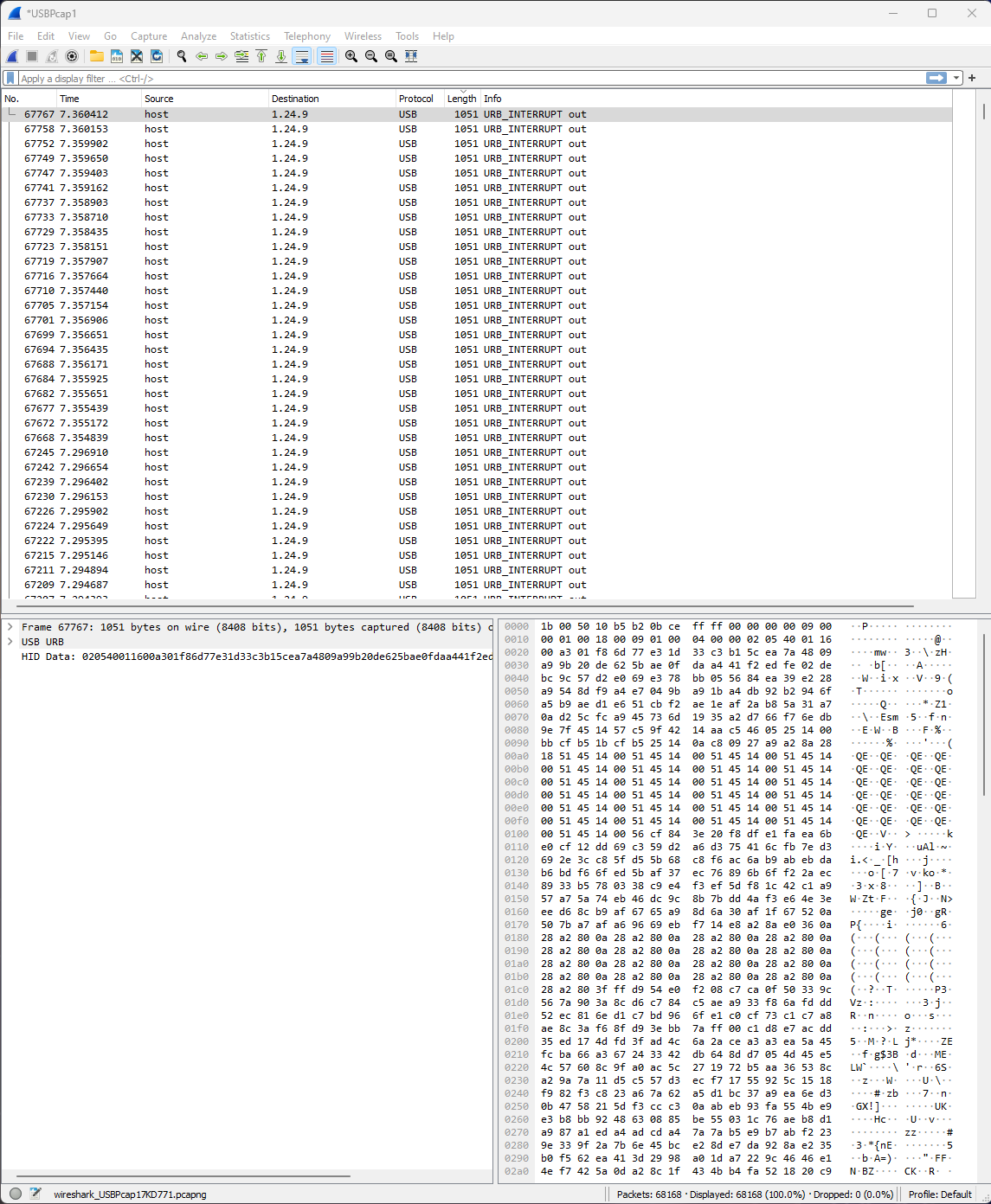 Packets sorted by size